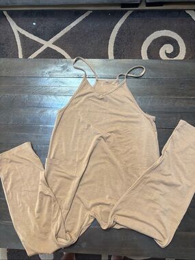 Amazon Kids Beige/Taupe Spaghetti-Strap Pajama Jumpsuit